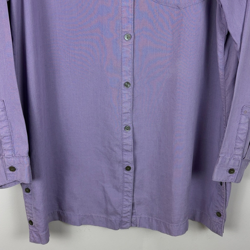 J. Jill Classic Button-Down Long Sleeve Tunic Shirt 100% Tencel Large Lavender - Picture 4 of 12